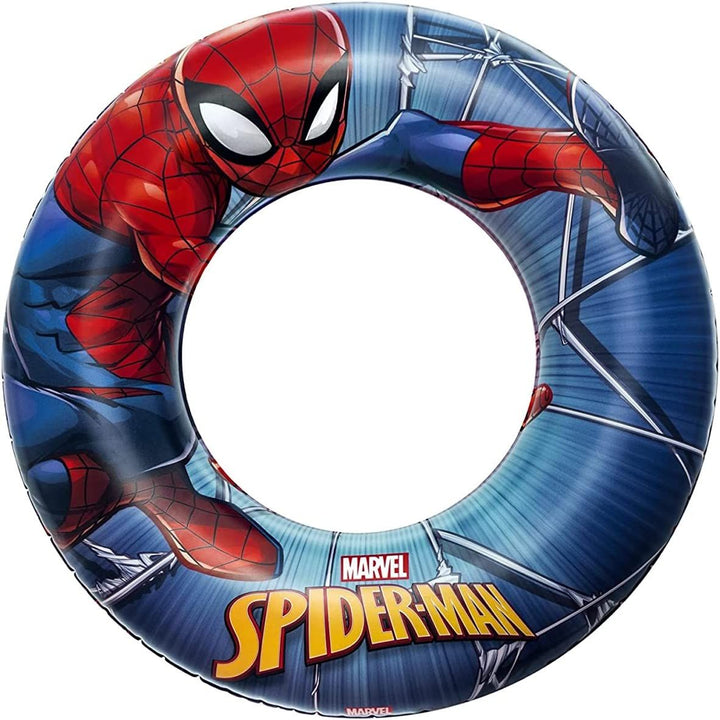 <p>

The Bestway Spider-Man Children's Swim Ring is an inflatable beach wheel that is perfect for your child's holiday vacation, whether it's at the beach or in the pool. Made from high quality and durable PVC material, this 56 cm diameter swim ring features colorful and licensed graphics from Marvel with Spider-Man that makes it stand out from the rest. It also makes your child more visible when playing in the water. 

This swim ring is designed for children between the ages of 3 to 6 and features a safety