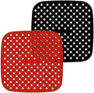 Square Silicone Air Fryer Liners  | 2 Pieces | Black & Red