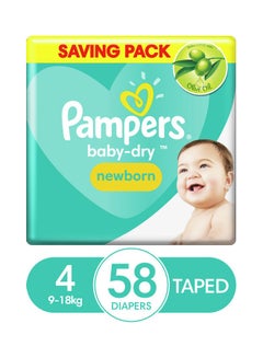 Pampers Baby Dry  Maxi Diapers - Size 4 - 9-18 KG - 58 Diapers