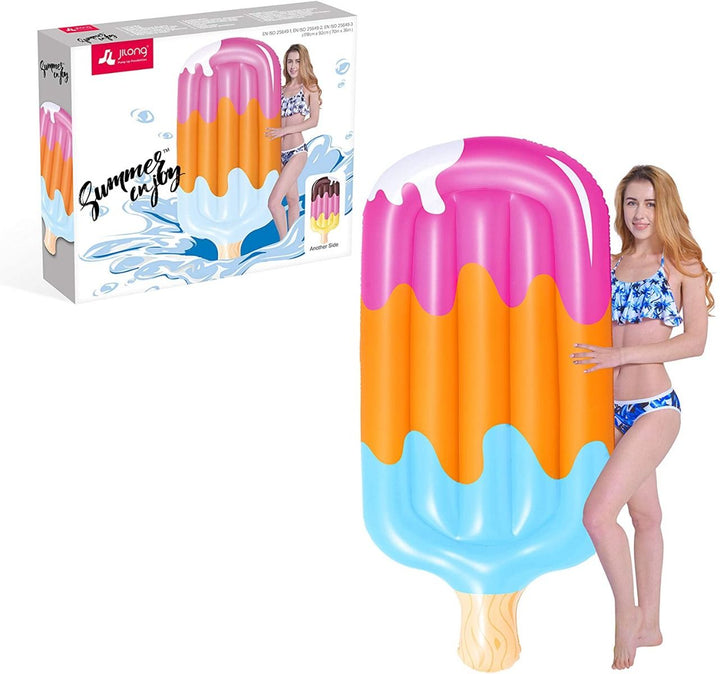 <p>

Stay cool and comfortable in the pool with the Jilong Inflatable Ice Lolly Mat Pool Float Lounger Air Mattress Beach Toy - No:33068. This inflatable lounger is made with high quality vinyl, measuring 178 cm x 92 cm and with a maximum weight capacity of 80 kg. It is recommended for ages 14 and up, and includes two air chambers for additional safety. The repair patch included makes it easy to repair any accidental punctures. It is perfect for lounging in the pool, lake or beach and you can even use it as