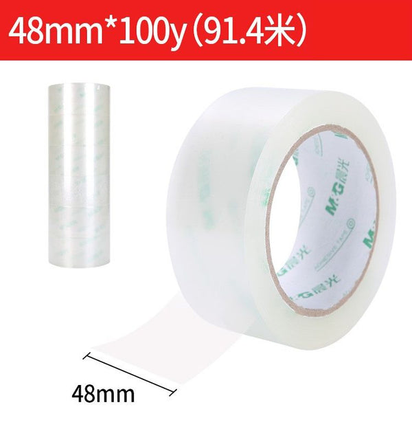 <p>
 M&G Chenguang HP Transparent Sealing Tape 48mm*150y - No:AJD95785 is a high quality sealing tape made in China. It has a strong and long lasting adhesive strength and high tensile strength and stability. It is suitable for repeated pasting and can be used for home, office or other packaging fixation or bonding. The surface is clean, ordinary and transparent and the size conforms to the standard for daily use. It is economical and practical. The tape has an opening mark for easy and convenient use, it i