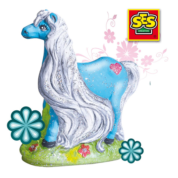 SES Creative Children's Glitter Hair Horse Casting and Painting Set