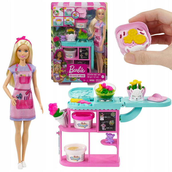 Barbie Florist Playset with Blonde Doll, Dough, Vases & More