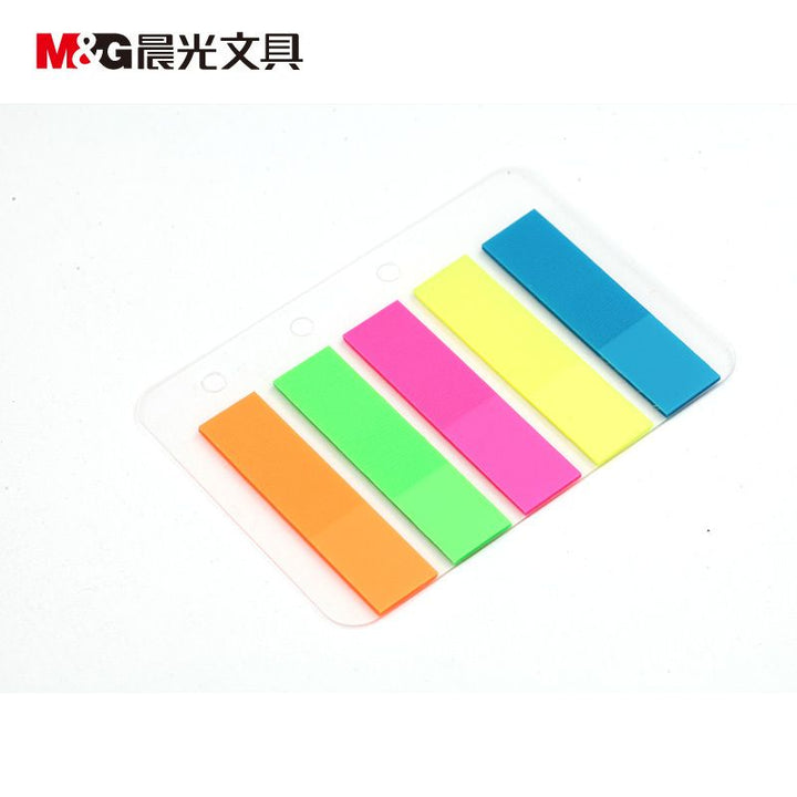 <p> 
The M&G Chenguang Flags Fluorescent Post-it Notes sticky notes - No:YS-20 are made from high-quality paper, making them environmentally friendly and durable. The thoughtful design allows you to repeatedly paste it on a flat and clean desktop without leaving glue residue. The product comes with a unique professional technique that makes writing smoother and of better quality. The labels are colorful and come with a transparent design, allowing you to easily see what's written without covering anything u