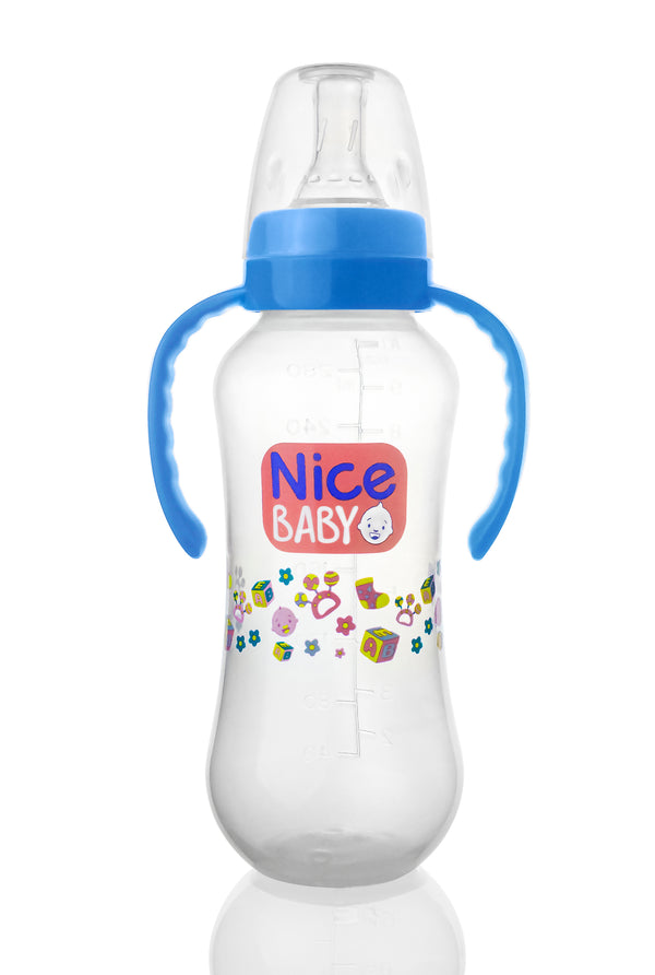 Nice baby feeding bottle with hand 280ml | Blue
