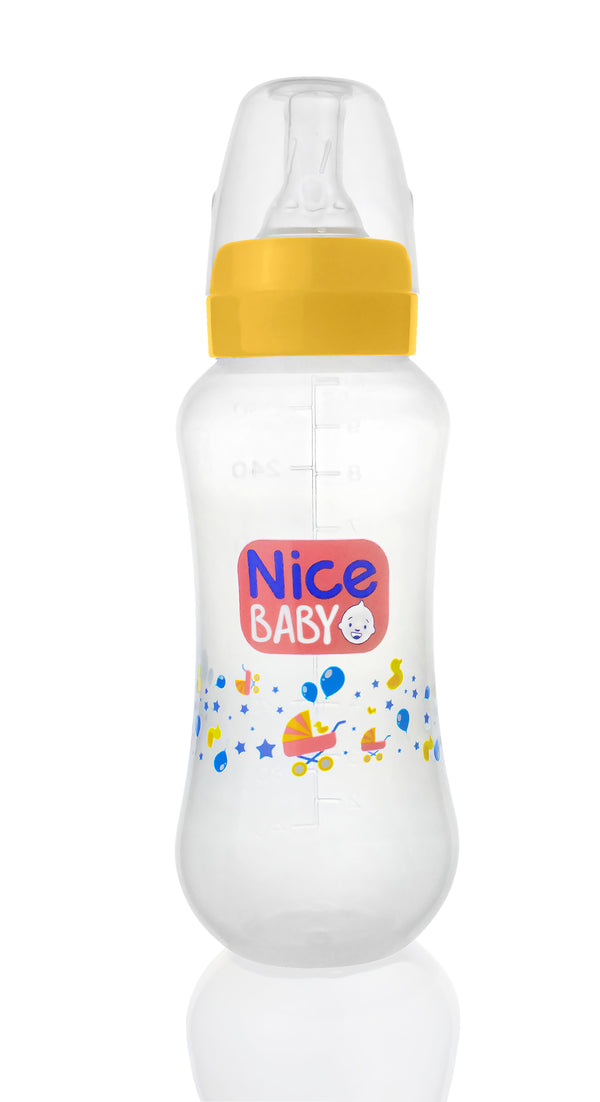 Nice baby feeding bottle without hand 280ml | Yellow