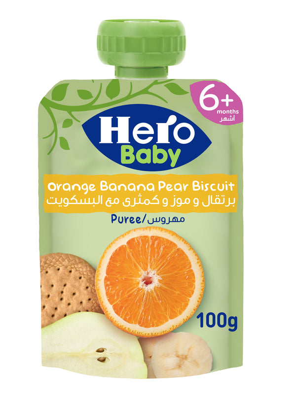 Hero Baby Orange Banana Pear Biscuit Pouch - 100 gm