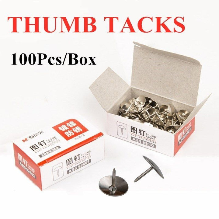 <p>

The M&G Chenguang Back Bulletin Board Paper Metal Office 100pcs - No:ABS92603 is a great choice for any office or home. These high quality metal thumb tack bulletin board message paper fixed push pins are made from durable and rust-proof high-quality steel, so they provide a long-lasting solution to any bulletin board. Each box contains 100 pieces, so you'll have plenty to use. The small and exquisite design makes them easy to carry and the Chenguang-boutique quality assurance ensures that they will wo