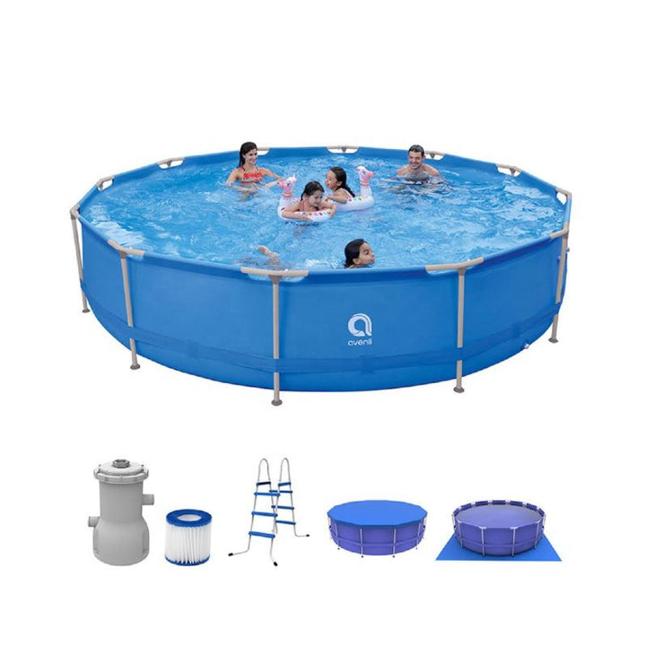 <p> 
The Jilong Avenli Round Frame Pool Set 3.60x76cm - No:12016EU provides a great way to cool off and have fun in the summer months. Made of high-quality materials and featuring a polyester 3-layer side wall and heavy-duty PVC bottom, this pool set is built to last. The 12016EU ROUND FRAME POOL SET is 3.60m x 76cm and can hold up to 1786 gallons (6765 L). The package includes a pool, pump, cartridge, and a repair kit, all packed in a convenient color box. 

Installation of the Jilong Avenli Round Frame Po