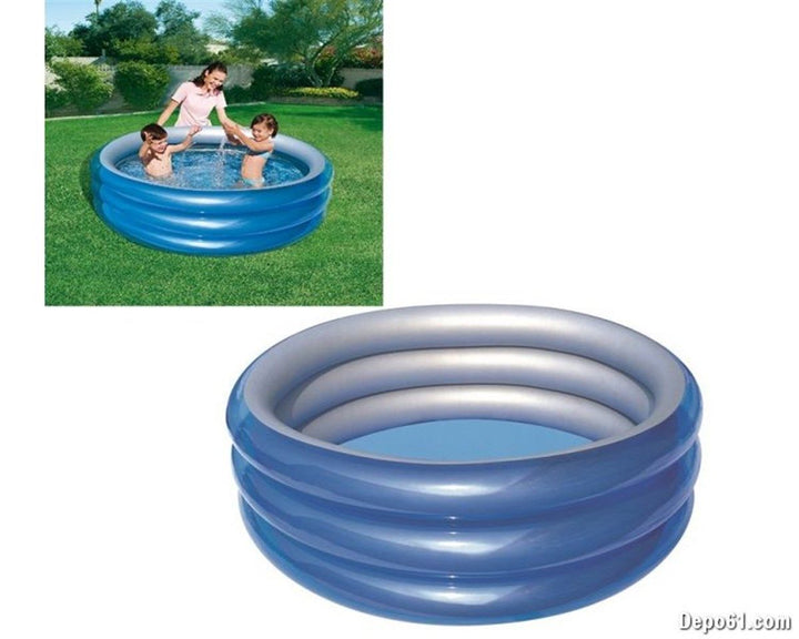 <p> Bestway Knot Large Inflatable Pool - 170 x 53 cm is a luxurious and stylish swimming pool. It is made of high quality and pre-tested vinyl, providing extra stability and durability. This pool is nearly 2 metres long and includes a heavy-duty repair patch in case of any unexpected mishaps. Its sleek white design combined with the unique gold glitter accents gives it a luxurious feel, making it an ideal choice for an elegant swimming experience. It is perfect for summer holidays and provides fun and enter