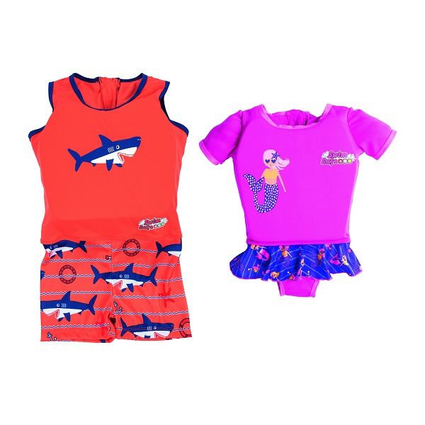 <p>

The Bestway Swim Safe Boys & Girls Float Suit is a one-piece swimming suit constructed from a comfortable knitted fabric. It features built-in foam pads to provide buoyancy, and attractive graphic designs to make it fun for kids. The suit is designed for both boys and girls, with a shorts style for boys and a skirt flounce for girls. It is tested for buoyancy and features a durable, auto-lock zipper with flap protection when closed. This float suit is the perfect way to keep your children safe and secu