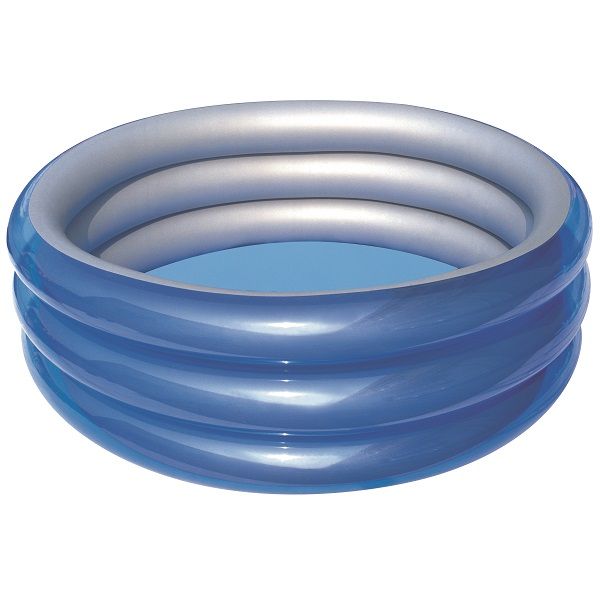 <p>

The Bestway Big Metallic 3-Ring Pool 1.70m x H53cm No: 51042 is a perfect pool for those who want to enjoy a safe and fun time in the water. It is made from high quality and sturdy pre-tested vinyl and features 3 equal rings for stability and durability. The pool's sides are transparent blue with a reflective silver liner, which helps to keep the water cool and inviting. The safety valves allow for easy inflation and deflation, while the included repair patch makes it easy to repair any punctures, tear