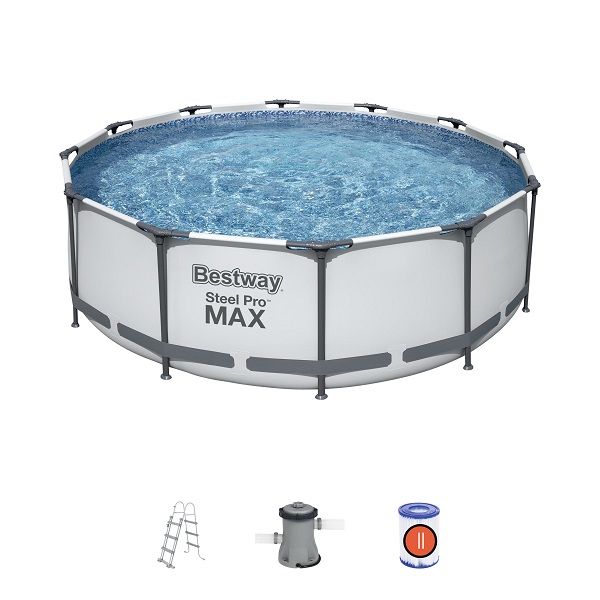 <p> 

Bestway Above Ground Swimming Pool Round Steel Pro Max 366x122 Cm - No:56420 is a great choice for those who are looking for an above ground swimming pool that is easy to assemble and offers a great swimming experience. This pool is made from high quality 3.66m x 1.22m STEEL PRO&trade; material, which is rustproof and durable. With its easy and fast assembly, there is no need for tools and it can be set up in 20 minutes with 3 people. It comes with a Flowclear&trade; 58383 filter pump for a 2.006 l/h 