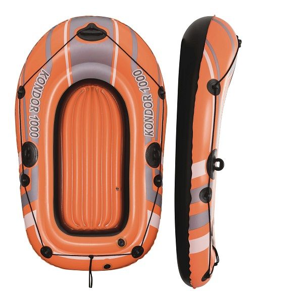 <p> 
The Bestway 1.55m x 97cm Hydro-Force Raft is a great way to enjoy time on the water. This inflatable boat is made from high quality Bestway 61099 vinyl and features a quick inflation/deflation screw valve, a safety valve, three air chambers for added stability, an all around grab rope with built-in grommets, an inflatable floor for extra comfort, sturdy oarlocks, a tow ring, and a heavy-duty repair patch. This boat is perfect for one person and is ideal for both travel and recreation. It has a deflated
