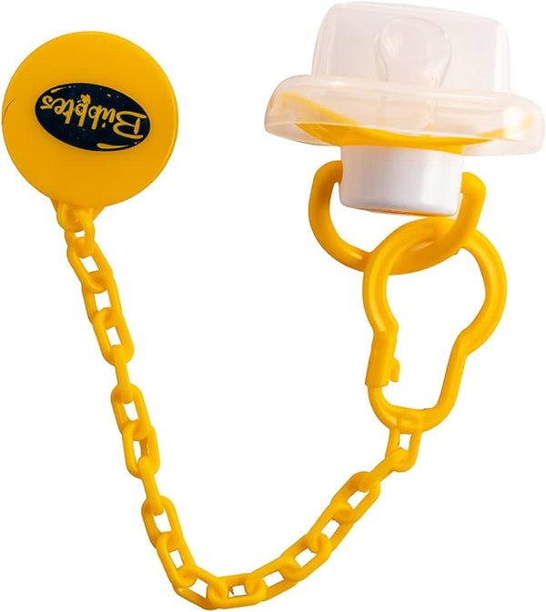 Bubbles Beveled Pacifier With Chain | Yellow