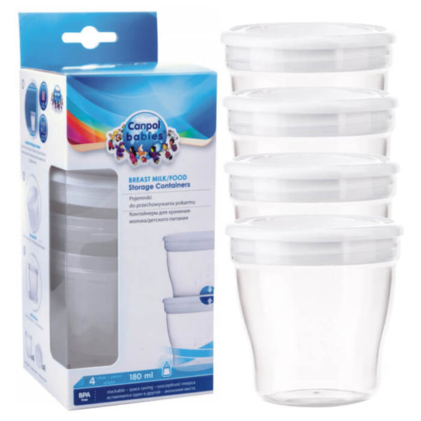 Storage Containers For Breast Milk , 180 Ml - 4 Pieces
