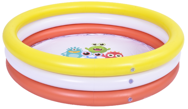 <p> 
The Monster 3-Ring Pool inflatable pool is a great choice for your little one to splash and play in the hot summer days. It is designed for children from 2 to 6 years old and is made of high quality PVC material for durability and stability. This pool features a round shape with three separate chambers for easy filling and draining. It also features a large volume when filled up to 75%, with a capacity of 88.5 liters. The Monster 3-Ring Pool is easy to set up and take down, making it a great choice for