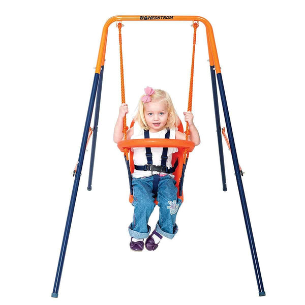 <ul>
<li><strong>Hedstrom Deluxe Folding Toddler Swing with Musical - No:M08658-01</strong></li>
<li>Made in China</li>
<li>Made of high quality</li>
<li>Durable steel frame with powder coating for UV protection</li>
<li>Toddler swing features fast-folding mechanism for easy storage and chunky blow-moulded seat</li>
<li>5-point safety harness, full fabric lower body surround and high back support which encapsulates the child to ensure maximum security during play</li>
<li>Folding frame for easy storage</li>