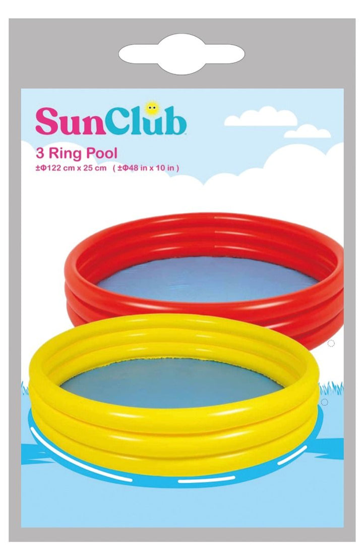 <p>

This JIlong Sun Club Plain 3 Ring Inflatable Childrens 122 x 25 cm Outdoor Swimming Pool is perfect for your little ones to cool off in the hot summer days. It is made from high quality vinyl that is tested for strength and durability. It features a built-in security valve and a capacity of 88.5 litres. It is suitable for children aged 2 to 6 years old and has a recommended user weight of 15-30 kg. The bright assorted colours make it a fun addition to any outdoor space. It can even be used as an indoor