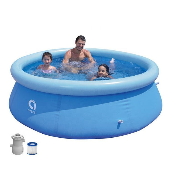 <p>

The Jilong Avenli Prompt Set Pool Blue plastic PVC 2.4m x 63cm for adult (No.17792EU) is the perfect pool for the whole family. This round pool is made from durable PVC and features an inflatable top ring for extra stability. The pool can be easily set up in about 10 minutes and the included stopper makes it easy to quickly empty the water. The pool has a volume of 2074 liters and is packaged in a 46x32.5x26.5cm box. It is perfect for adults to enjoy and comes in a vibrant blue color. With its high qua