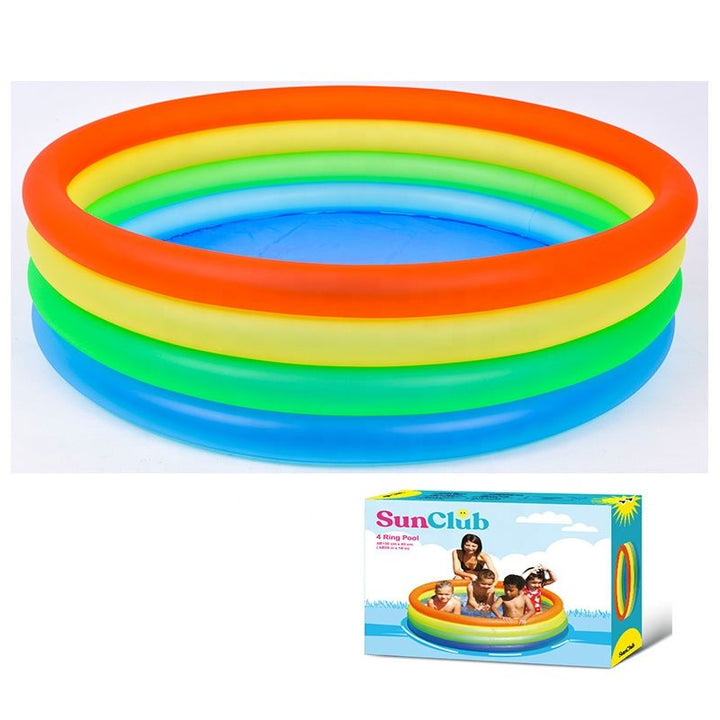 <p> 

The JILONG NEON FASHION POOL Inflatable swimming pool PVC 150cm*40cm - No:10195 is the perfect pool for kids aged between 3-6 years old. Made from high-quality 8 ga.(0.20mm) vinyl, this pool is designed with 4 equal rings in neon colors for an extra pop of fun. It has a water capacity of 75% or 102Gal.(386L) for a fun and splashing time. This pool is easy to inflate, and comes with a repair patch and a color box for easy storage. It is the perfect addition to any outdoor play activities for a fun and 