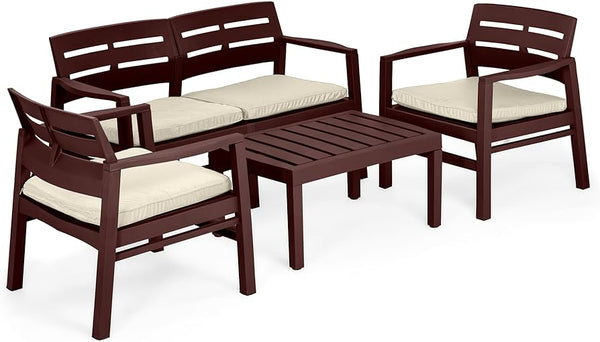 Entre Modern Wood Set for 4 Person Brown