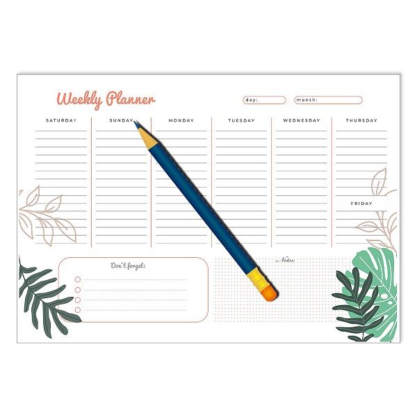 <p> This Yassin To Do Weekly Planner is the perfect tool to help you stay organized and on track with your busy life. The A4 size of the planner makes it easy to carry with you wherever you go, and the 52 sheets give you one week per sheet, so you can plan out your schedule for the entire year. This planner is divided into the days of the week, making it easy to see what you have planned for each day. The planner is suitable for keeping track of your work schedule, as well as any other appointments or tasks