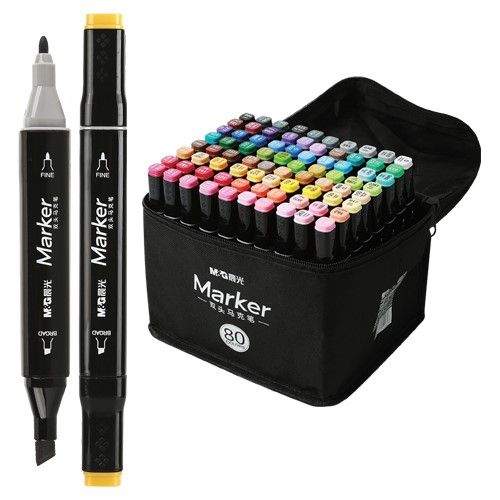 <ul>
<li><strong>Chenguang Bagged Double-headed Marker Pen Color Painting 80 Colors - No:APMV1416</strong></li>
<li>Made in China</li>
<li>Made of high quality</li>
<li>Double head design The wide head is suitable for painting a large area, and the thin head is more flexible in drawing</li>
<li>Colorful High color saturation, in line with standard color system, easy to draw</li>
<li>Alcohol-based ink Quick-drying ink, excellent color stacking effect</li>
<li>The square pen holder is stable and prevents it f