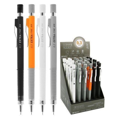 <p> 
This M&G Extra Fine Mechanical Pencil No: AMP39203 is a great choice for both students and adults. It is made from high quality materials for long lasting use. The pencil has an extra fine 0.3mm diameter tip that is perfect for use with templates. The metal-plastic combination provides a comfortable rubber grip and a matte body for a firm hold. The tip of this pencil is 4mm long, allowing for precise lines and accuracy when making drawings or writing. This pencil is perfect for use at home, school or t