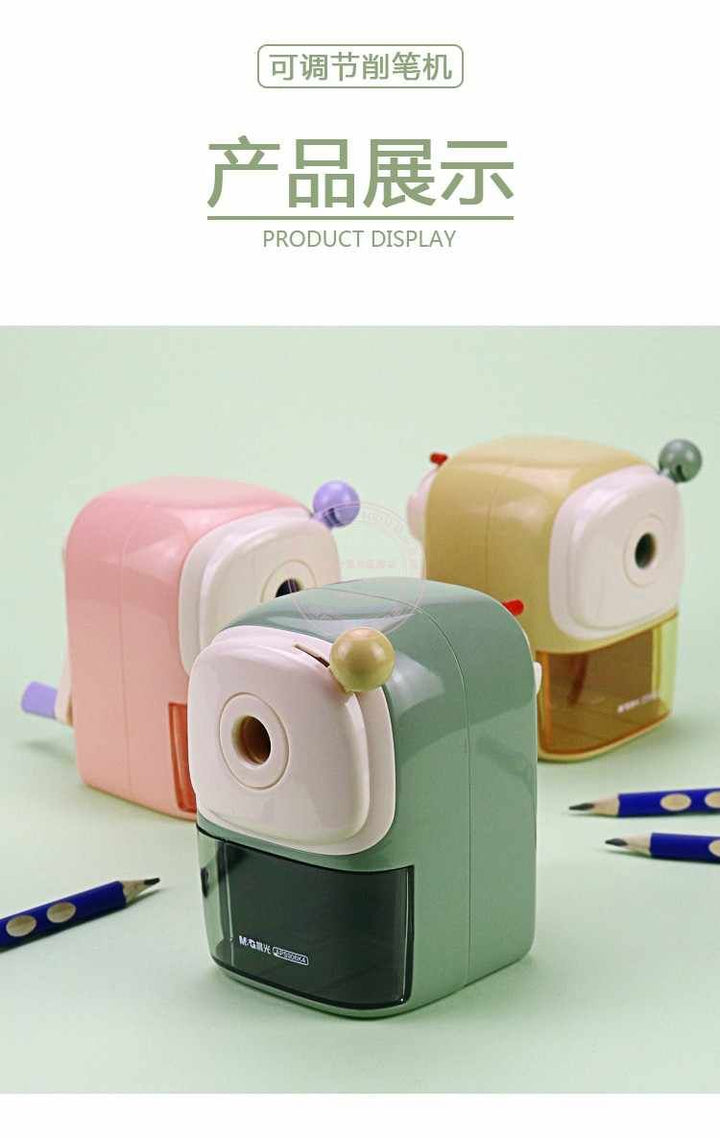 <p> 
This Chenguang Adjustable Pencil Sharpener 5 grades thickness - No:ABS906K4 is an ideal tool for students, artists and professionals. It is made of high quality material and is durable and long-lasting. It has a modern and stylish design with three colors appearance and is comfortable to grip. It comes with five levels of thickness adjustable for perfectly sharpened pencils. It features a hand crank for easy and comfortable use, a transparent large-capacity crumb box for easy cleaning, and individual p
