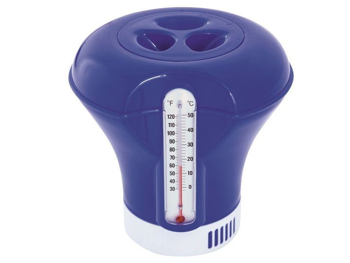 <ul>
<li><strong>Thermometer Chemistry dispenser for swimming pool -&nbsp; No:58209</strong></li>
<li>Made in China</li>
<li>Made of high quality</li>
<li><span style="font-size: large;">The chemical dispenser enables a fully controlled and safe dosing of chemicals.&nbsp;</span></li>
<li><span style="font-size: large;">It is enough to fill the dispenser with chemicals, set the dosage intensity with a special adjustable ring and place it in the water.</span></li>
<li><span style="font-size: large;">The fact 