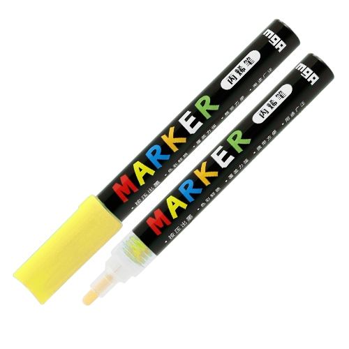 <p>
M&G Yellow Acrylic Marker 2mm No: ZPLN657053 is an ideal and highly pigmented marker for decorative work on a range of surfaces such as stone, ceramics, porcelain, glass, wood, textiles, canvas, metal, wood, plastic, polymer clay, and more. It is a 0.5mm full needle tube pen tip and has a tip width of 2mm that makes it perfect for detailed and intricate designs. The highly pigmented acrylic ink dries quickly to create a durable and shiny surface on both light and dark surfaces and is also resistant to w