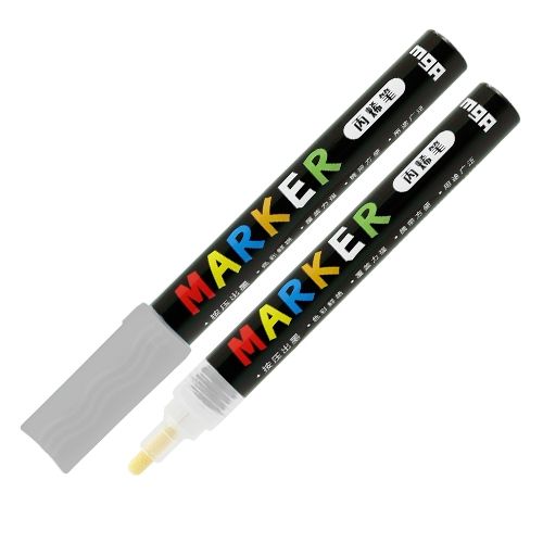 <p>
The M&G Silver Acrylic Marker 2mm No: ZPLN657097 is a high quality paint marker that is made in China. It has a 0.5mm full needle tube pen tip, and a 2mm tip width, making it ideal for painting on a variety of surfaces, including stone, ceramics, porcelain, glass, wood, textiles, canvas, metal, wood, plastic, polymer clay, etc. The ink is highly pigmented and has a quick-drying, waterproof finish. It comes in a compact size with a volume of 12 ml, making it easy to carry. It is perfect for painting on p