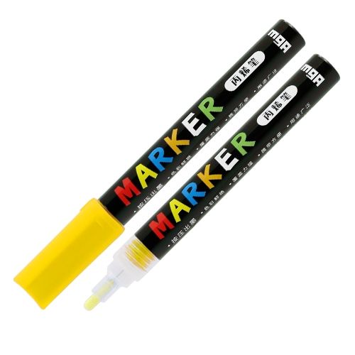 <p>M&G Yellow Acrylic Marker 2mm No: ZPLN657044 is a high quality marker made in China. It features a 0.5mm full needle tube pen tip, with a tip width of 2mm, making it suitable for painting surfaces such as stone, ceramics, porcelain, glass, wood, textiles, canvas, metal, wood, plastic, polymer clay, etc. The ink is highly pigmented and dries quickly to create a durable, shiny surface on both light and dark surfaces. It is also resistant to water, fading, and abrasion. This acrylic watercolor comes in the 