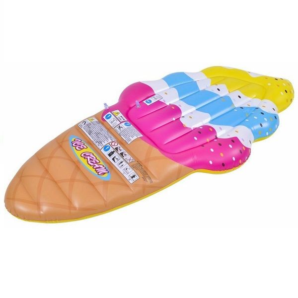 <p>
This Jilong Jumbo Ice Cream Cone Mattress is the perfect way to stay afloat this summer! It is made from high quality, durable 12-gauge PVC material, and features a fun popsicle design. It is easy to inflate and deflate, and is the perfect size for use in the pool, lake, or ocean. It measures 180cm x 87cm and can support a maximum weight of 80Kg, making it suitable for ages 14+. Not only is it comfortable and great for relaxing in the sun, but it also makes a great conversation piece. Get ready to have 