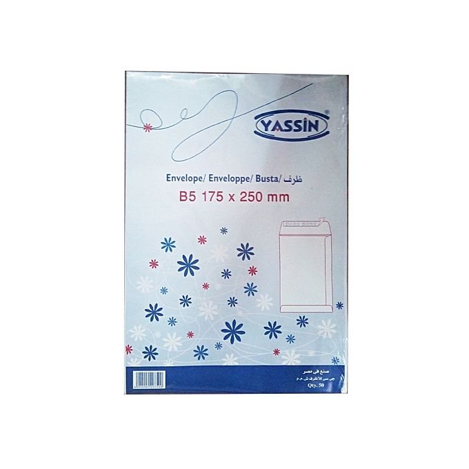 <p>

The Yassin Self Adhesive Envelope is the perfect solution for all your office and school needs. Made from high quality materials, this envelope is durable and long-lasting, ensuring that your documents, papers, and other important items remain secure and organized. The self-adhesive flap on the envelope ensures a secure seal, while the white B5 size makes it ideal for storing and organizing all kinds of documents. The envelope is also perfect for use in all office and school environments. With 50 envel