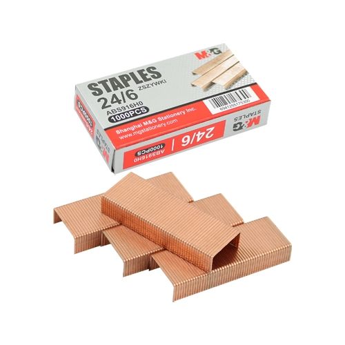 <p> 
The M&G Staples for stapler 24/6, 1000 pcs - No:ABS916H0 are a must-have for any office or home. These staples are made with high quality materials and are easy to use. They make a great addition to any desk or workspace, as they allow you to quickly and easily attach documents and other items together. The staples are made in China and are suitable for stapling up to 80 g/m² paper. Each pack contains 1000 pcs, enough to keep you stocked up for a long time. The maximum capacity of the staples is 30 she