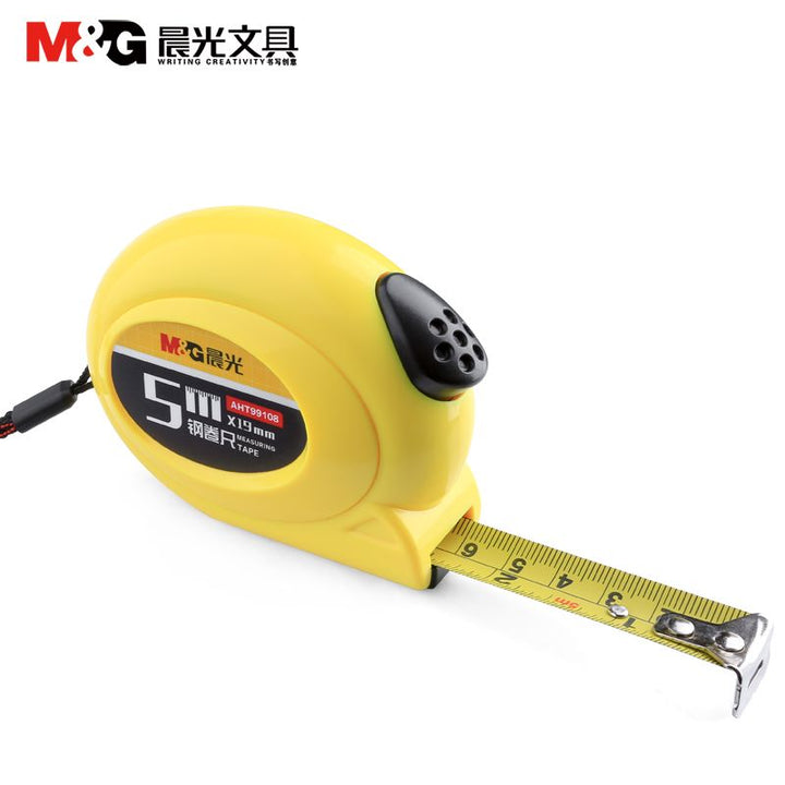 <p>

The Metal Standard Steel Tape Measure - 5m -No:99108 is an essential tool for any handyman. Made of high quality steel, this tape measure is strong and durable. The clear ruler surface and bright color allows you to easily read the measurements. This tape measure is flexible and retractable, and can be retracted multiple times without breaking. The side brake button and manual recovery makes it easy to use. This tape measure is perfect for any job, from measuring a room for renovation to measuring fabr