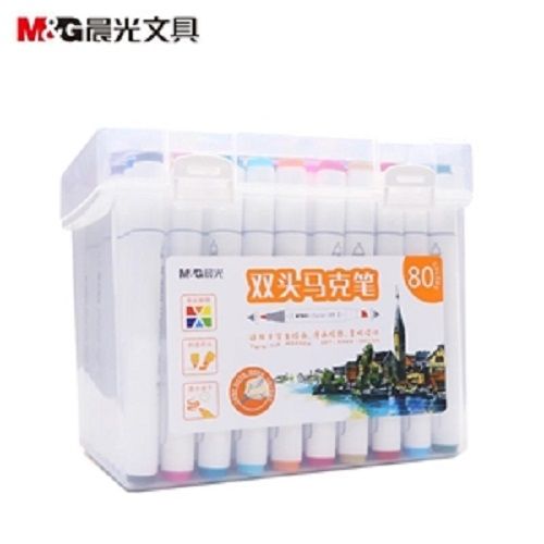 <p>

The M&G Double-headed Marker Hand Painting Design Set - 80pcs - No:APMV0906 is a great choice for those who love to draw and paint. Made with high quality materials and a double-headed design, this set offers a variety of options for different needs. The wide head of 7mm is perfect for large-face alcohol inks, while the oblique/round double-headed triangle penholder is comfortable and easy to carry. The round head 2mm is perfect for detail coloring and depicting, while the wide head 7mm is perfect for 