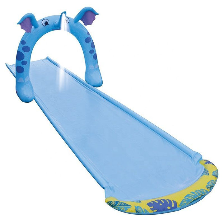 <p> 
The Jilong Sunclub Elephant Spray Slide outdoor inflatable water sports - No:51027 is an excellent way to provide children with hours of outdoor fun. It is made of high quality ±490cm x126cm x 113cm (192"x49"x44") vinyl with 0.15mm/0.18mm/0.20mm(6ga/7.2ga/8ga) thickness. This ensures a durable and long-lasting experience. The slide includes a sprayer that can be easily connected to a garden hose for additional fun. The slide also comes with a repair patch and color box for easy storage and portability.