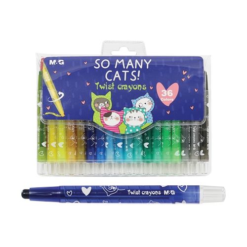 <p>Chenguang Pull-out waxes So Many Cats, set of 36 pcs - No:AGMX4337 is perfect for the artistic child or adult. The waxes are made in China with high quality materials and are designed to make drawing and coloring easier. The waxes are designed with a sliding mechanism, so no grating is required. The intense colors are resistant to breakage, and the pencil diameter is 5 mm. This set comes with 36 pieces and is packed in a practical plastic case. With this set, you can create beautiful works of art with ea