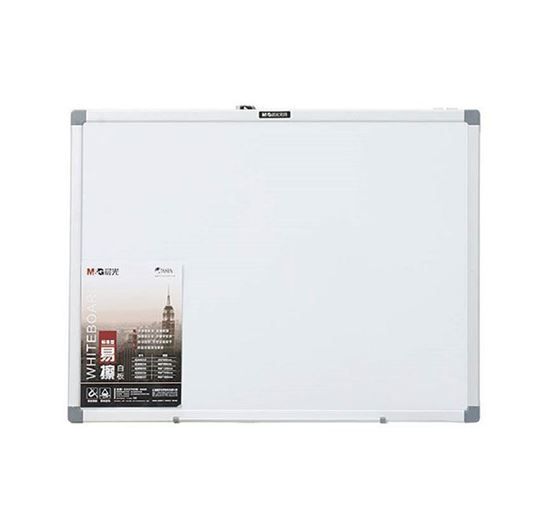 <p>

This M & G Whiteboard No. 98354 is the perfect addition to any classroom, office, or home. It features a durable powder coating steel frame with a reinforced structure and a silver finished aluminum frame for added stability. The board is lightweight yet strong, allowing it to be moved around easily without sacrificing stability. The white surface is smooth and easy to write on, making it the perfect choice for a variety of uses. The board also comes with a pen and eraser tray which can be mounted at t