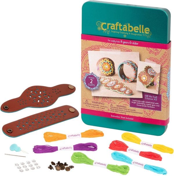 Craftabelle Embroidery Leather Cuff Creation Kit - 28 Pieces