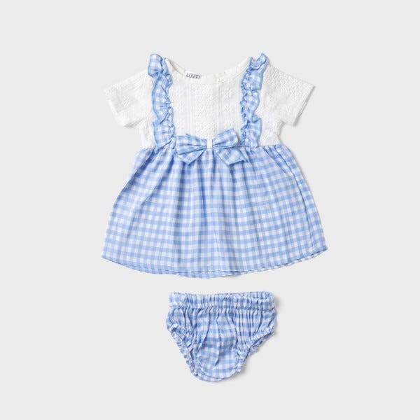 Lovely Land Checkered Short Sleeves Dress and Panty
