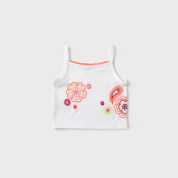 Lovely Land Handmade Floral Embroidered Sleeveless T-shirt