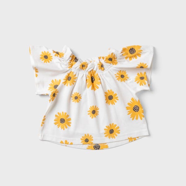 Lovely Land Sunflowers Off-Shoulders Blouse for Girls