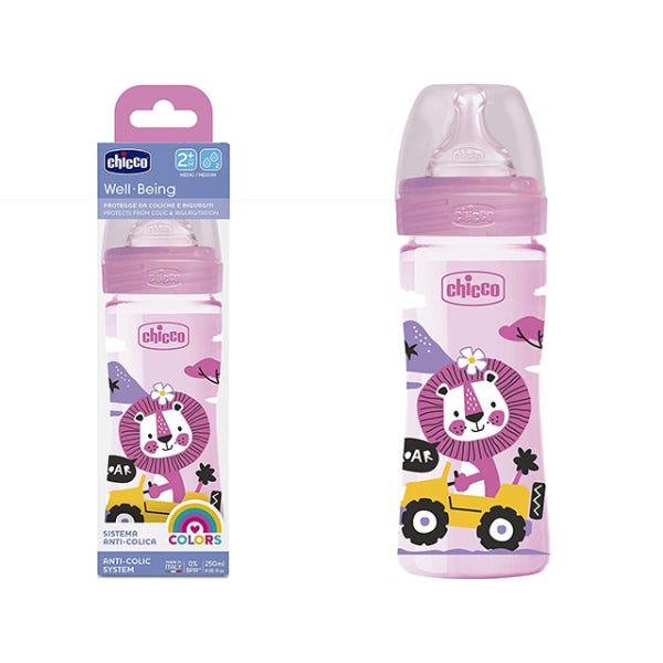 Chicco Well Being Medium Flow Silicone Bottle | 250ml | Pink