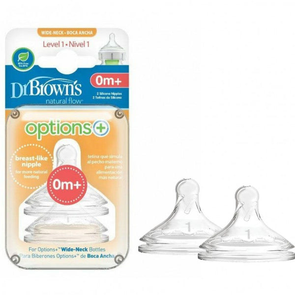 Dr.Brown’s Natural Flow Wide Neck Nipple Level 1 | 0m+ | 2 Pieces