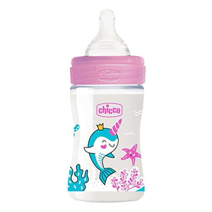 Chicco Well Being Slow Flow Feeding Bottle +0 Months | 150ml | Pink