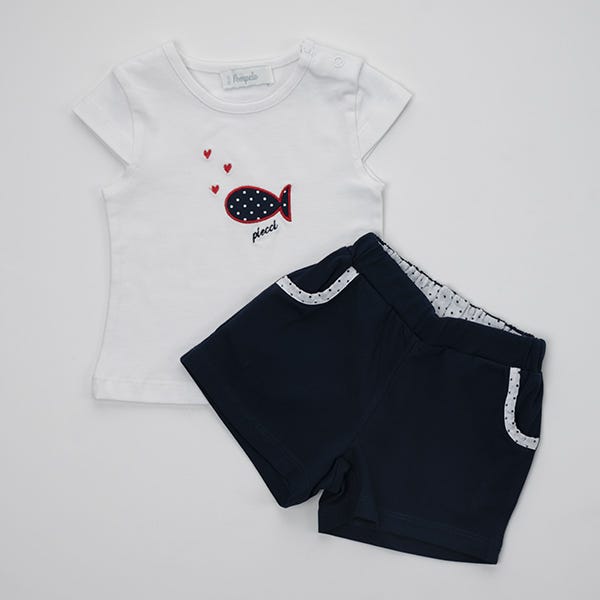 Pompelo Fish Short Sleeves T-Shirt and Shorts for Girls